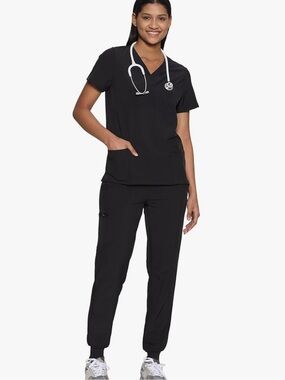 Black Medical Nurse Scrub Set
